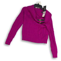 NWT Ralph Lauren Womens Pullover Sweater Knitted Turtleneck Purple Pink Size M