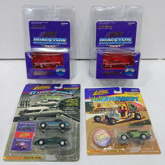 Lot of 4 Assorted Playing Mantis Johnny Lightning Limited Edition Diecast Cars image number 1