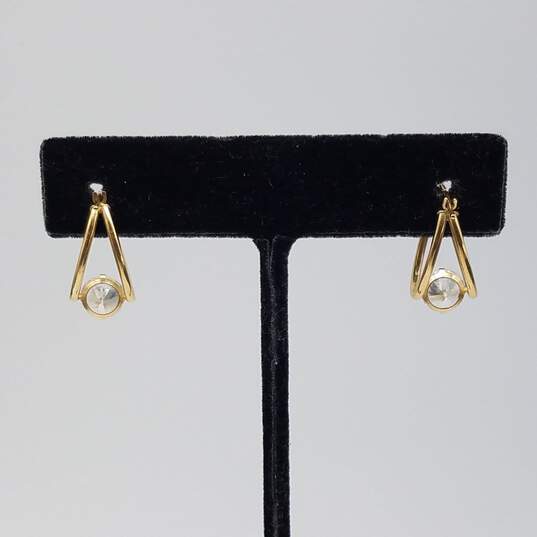 14k Gold Double Hoop Cubic Zirconia Earrings 1.7g image number 4