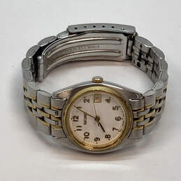 Designer Seiko Silver Gold Stainless Steel Quartz Analog Wristwatch 44.7g