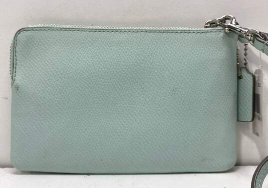 Coach Leather Pouch Wristlet Wallet Seaglass image number 3