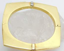 Elegant 18K Yellow Gold 0.88 CTTW Round Diamond Square Bangle Bracelet 29.1g alternative image