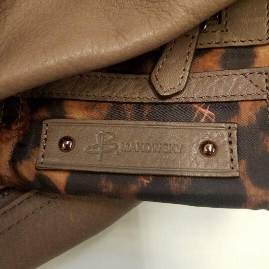B. Makowsky Leather Double Zipper Shoulder Bag Taupe image number 3