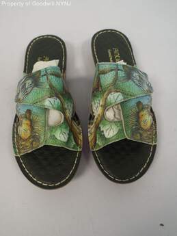 ANUSCHKA "AFRICAN ADVENTURE" LEATHER SLIDES-MULTI-SZ 37