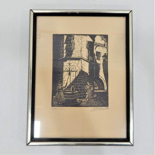 Vintage Juan Castells Marti Lithograph Print Framed & Signed image number 1