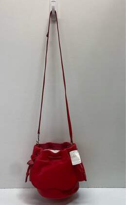Coach Pebble Leather Petal Flap Drawstring Shoulder Bag Red alternative image