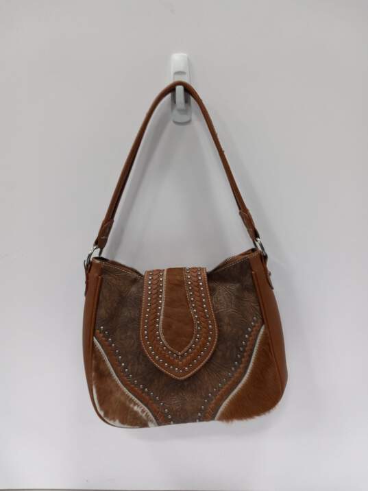 Women's Brown Trinity Ranch Hair On Cowhide Purse image number 1