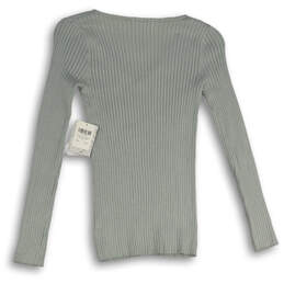 NWT Womens Gray Knitted Long Sleeve V-Neck Pullover Sweater Size Small alternative image