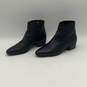 Womens Black Leather Almond Toe Side Zip Ankle Booties Size 9 image number 3