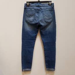 Womens Blue Medium Wash Cuffed Hem Denim Harkin Super Skinny Jeans Size 27 alternative image