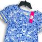 NWT Lilly Pulitzer Womens Blue White Floral Short Sleeve Shift Dress Size XXS image number 3