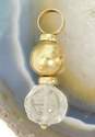 14K Yellow Gold Quartz Carved Chinese Characters Ball Beaded Pendant 2.8g image number 3
