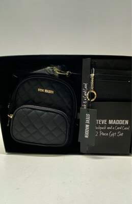 Steve Madden Black Backpack + Card Case 2 Piece Gift Set (NWT)