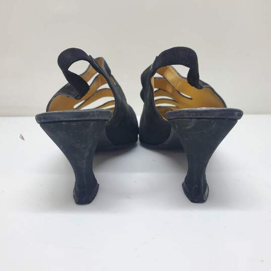 Vintage Nordstrom Black Suede Point Kitten Heel Slingback Shoes EU 39.5 Women 9 image number 5