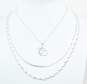 Bright Sterling Silver CZ Heart Pendant Herringbone Twisted Chain Necklaces 17.3g image number 2