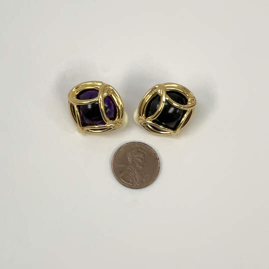 Designer Joan Rivers Gold-Tone Purple Crystal Clip-On Stud Earrings image number 1