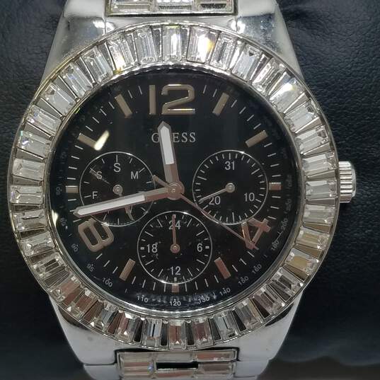 Rare Authentic Guess 38mm Case Crystal Bezel Chronograph Ladies U17511L1 Quartz Watch image number 1