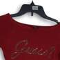 Guess Womens Red Sequin Boat Neck Long Sleeve Pullover Blouse Top Size XS image number 3