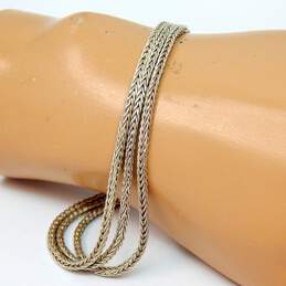 Lori Bonn 925 Square Foxtail Three Chains Dotted Toggle Bracelet