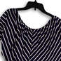 NWT Womens Blue White Striped Off The Shoulder Short Mini Dress Size Large image number 4