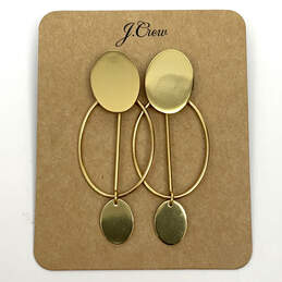 Designer J. Crew Gold-Tone Oval Shape Hoop Classic Dangle Earrings alternative image