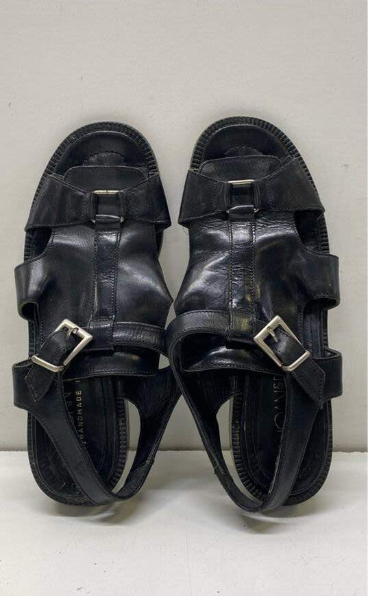 Joan & David Black Leather Strappy Flat Sandals Shoes Size 38 image number 6
