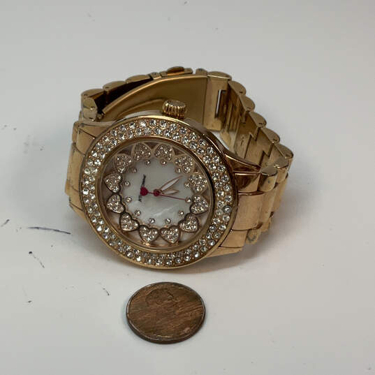 Designer Betsey Johnson BJ00643-01 Rose Gold-Tone Round Analog Wristwatch image number 2