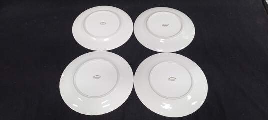Bundle of 4 Genuine Porcelain China Gold Standard White Plates w/Floral Design image number 4