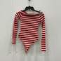 Material Girl Womens Red White Striped Long Sleeve Bodysuit Blouse Top Size XS image number 2
