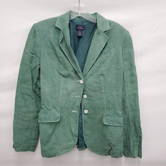 346 Brooks Brothers WM's 100% Linen Verde Green Blazer Size 2 image number 1