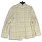 Nanette Lepore Womens Cream Tweed Long Sleeve Open Front Blazer Jacket Size 14 image number 2