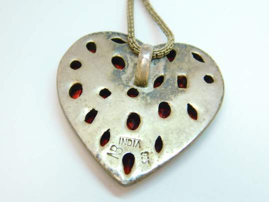 Nicky Butler Sterling Silver Multi Stone Garnet Heart Pendant Necklace 16.8g image number 3