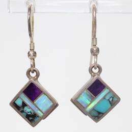 Artisan PC Signed Sterling Silver Opal Inlay Earrings alternative image