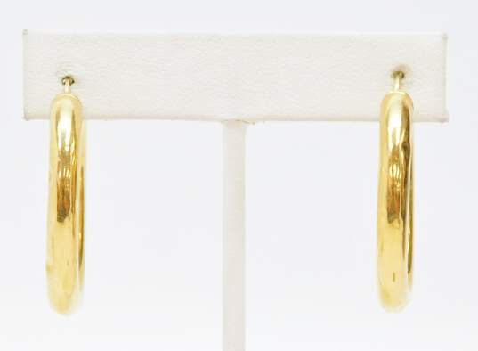 18K Yellow Gold Elongated Classic Hoop Earrings 4.9g image number 1