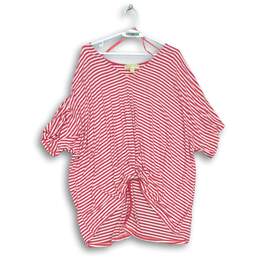 Michael Kors Womens Pink White Striped Blouse Size 2X