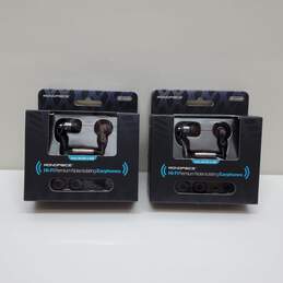x2 Monoprice Hi-Fi Premium Noise Isolating Earbuds Headphones - Black-Untested