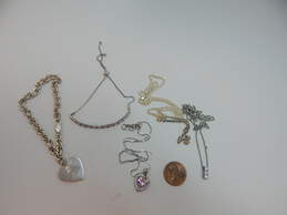 Romantic 925 Sterling Silver CZ Pendant Necklaces & Ruby Topaz & Heart Tag Bracelets 33.5g