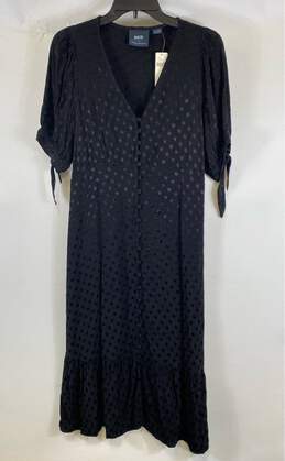 NWT Maeve Womens Black Polka Dot Short Sleeve V-Neck Fit & Flare Midi Dress Sz 6
