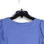 Womens Blue 3/4 Puff Sleeve Round Neck Pullover Blouse Top Size Large image number 3