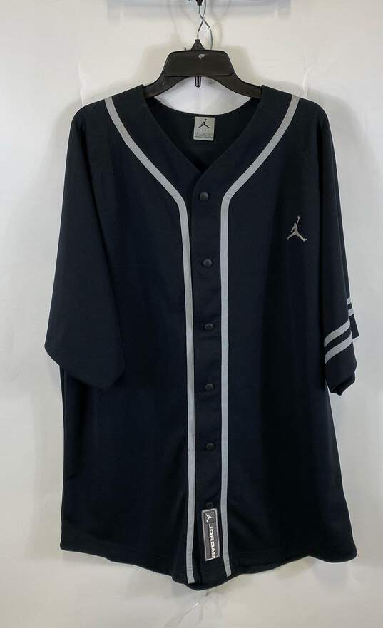 Jordan Mens Black Short Sleeve Button Front Warm-Up Baseball Jersey Size X-Large image number 1