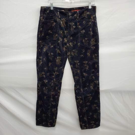 Pilcro The Wanderer WM's Black Floral Corduroy Pants Size 28-Tall image number 1