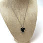 Designer Brighton Silver-Tone Link Chain Black Heart Shape Pendant Necklace image number 1