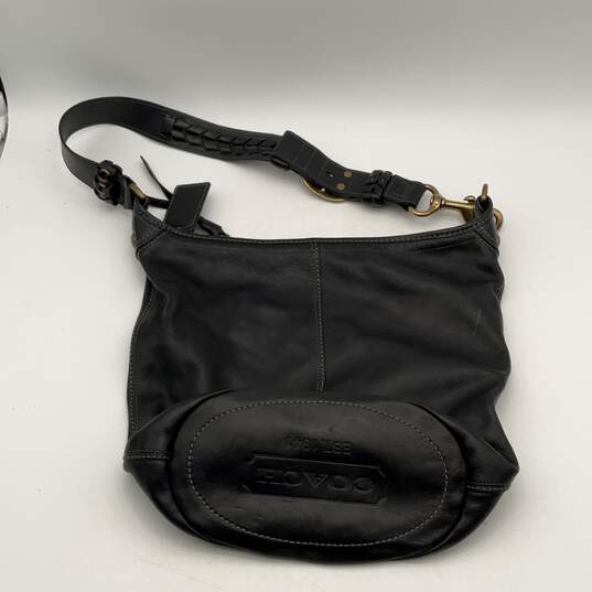 NWT Coach Womens Black Leather Zipper Pocket Bucket Bag Purse W/ Chunky Hardware image number 1