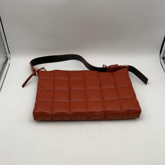 All Saints Womens Orange Leather Inner Pockets Adjustable Strap Shoulder Bag image number 2