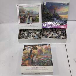 Cearco Thomas Kincaid Jigsaw Puzzles Assorted 3pc Lot alternative image