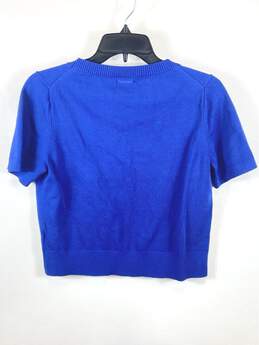 Michael Kors Womens Cobalt Blue Short Sleeve Knit Cropped Pullover Sweater Sz L alternative image