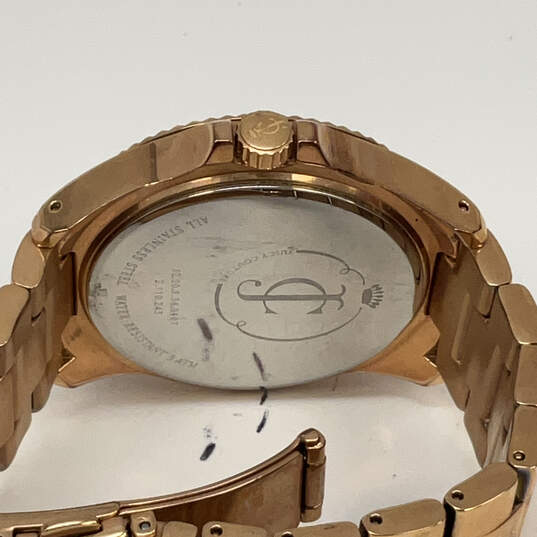 Designer Juicy Couture Gold-Tone Round Dial Rhinestone Analog Wristwatch image number 4