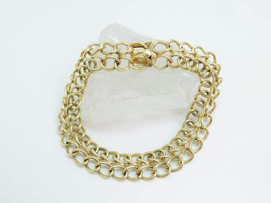 14K Yellow Gold Double Curb Chain Bracelet 30.1g image number 1