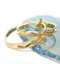14K Yellow Gold Etched Hoop Post Earrings 2.6g image number 2