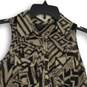 Guess Womens Brown Abstract Spread Collar Sleeveless Blouse Top Size XS image number 3
